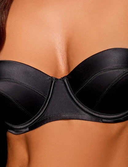 Lunavia Noir – Bonded Satin Harness Bra