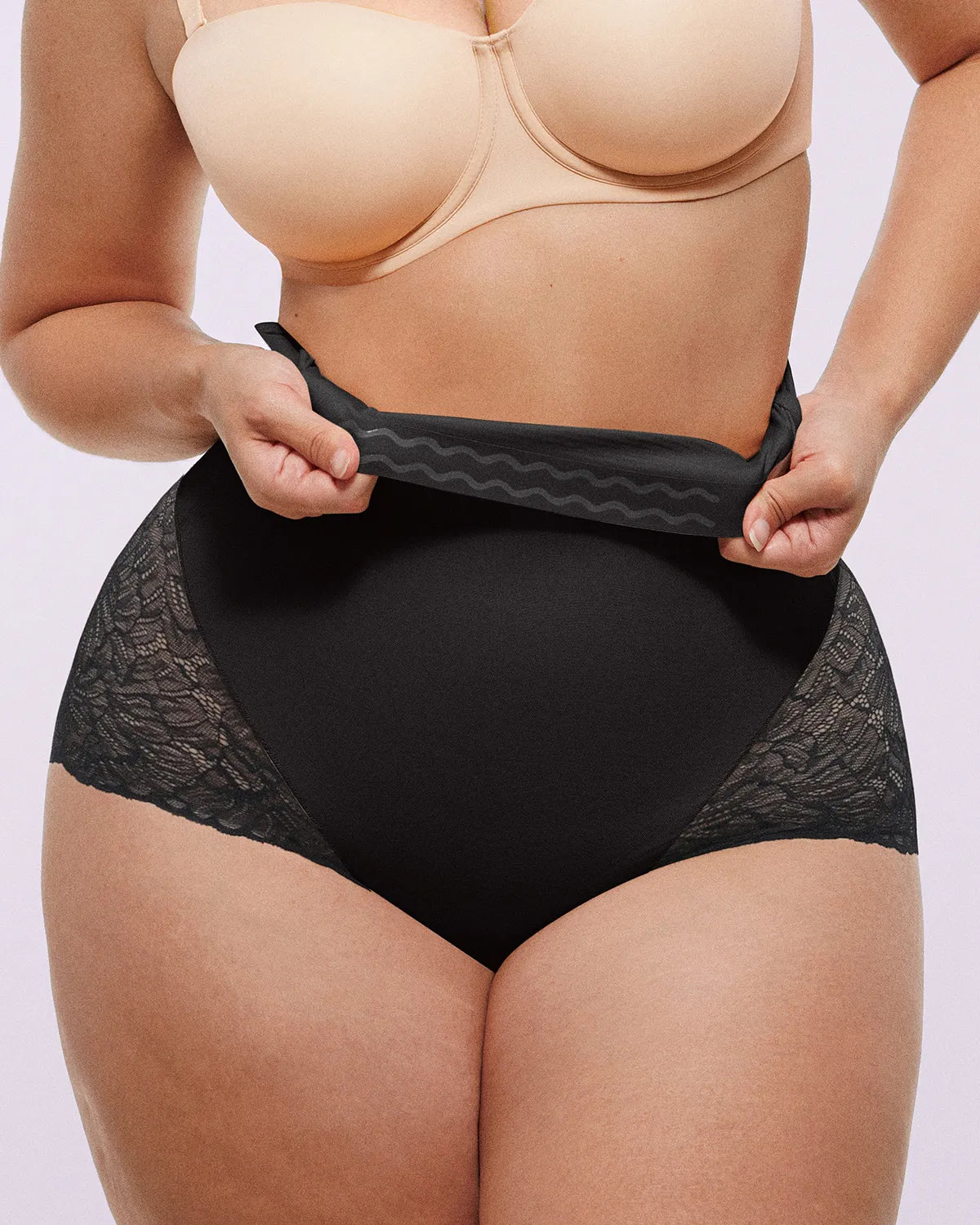BARE ESSENTIALS – MeshSmooth High-Waist Lace Brief - LivingCurves shaper shorts Bruin / S