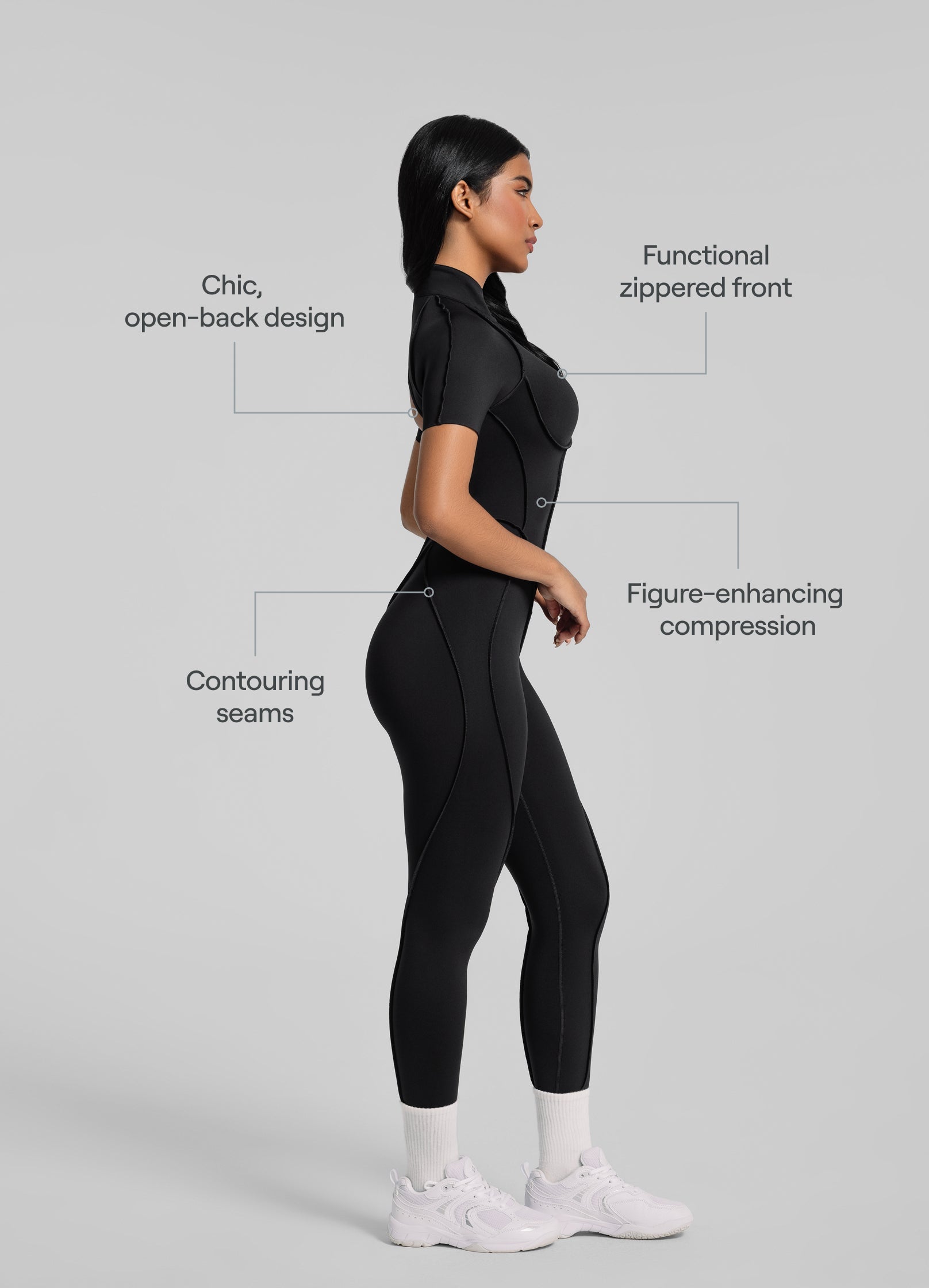 ELOR – Full-Length Shaping Catsuit - LivingCurves Bodysuit Black / XS