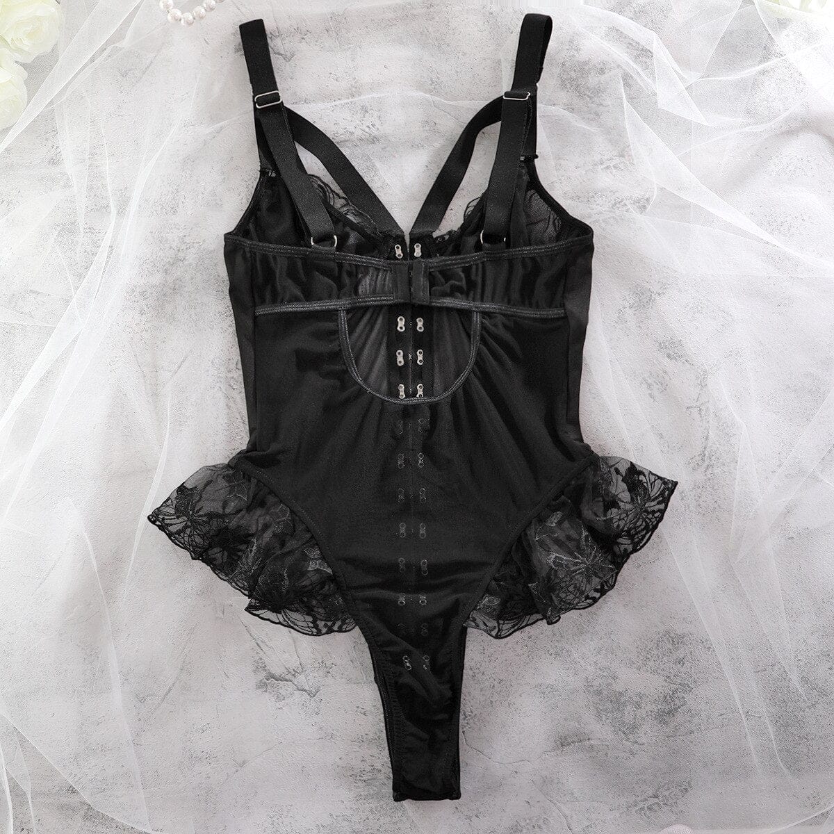 Amira Ruffle Body – Romantische Body met Kant & Ruches