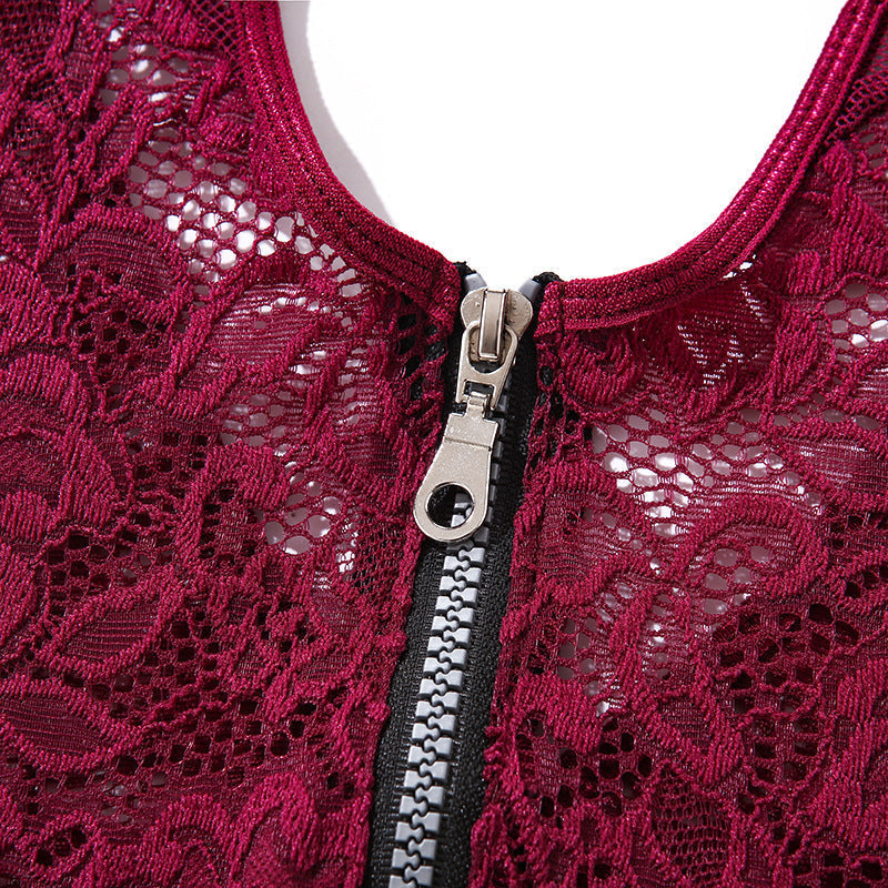 Aria lace zip body – kanten body met ritssluiting