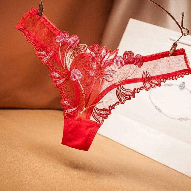 Flora Transparante Slip – Sheer Lingerie Slip met Borduur Bloemenpatroon