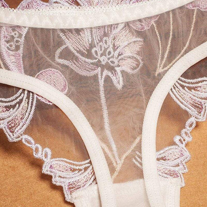 Flora Transparante Slip – Sheer Lingerie Slip met Borduur Bloemenpatroon