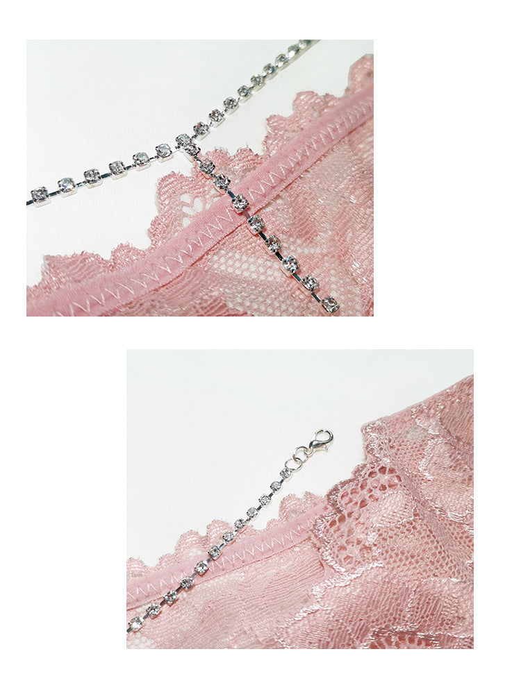 Lunessa - Klassieke Slip Met Kant En Fonkelende Kristalketting