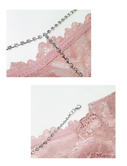Lunessa - Klassieke Slip Met Kant En Fonkelende Kristalketting