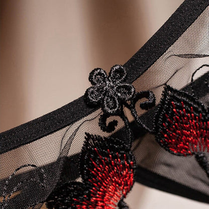 LUNARIA – Tanga met Bloemenkant en Sensuele Open Voorzijde