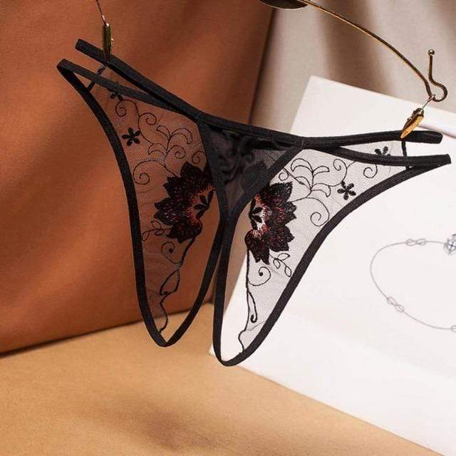 LUNARIA – Tanga met Bloemenkant en Sensuele Open Voorzijde