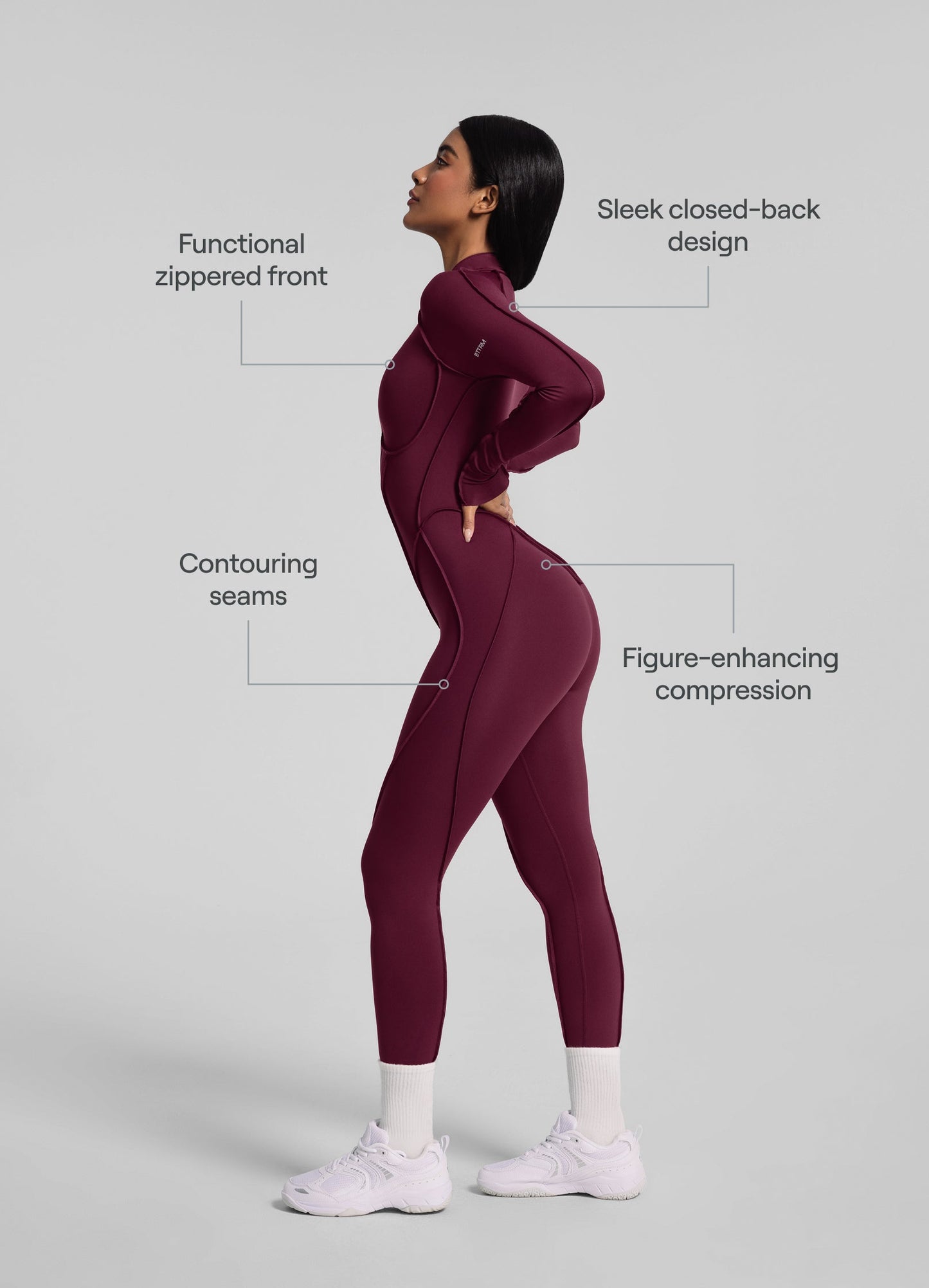 AYLA – Full-Length Shaping Catsuit - LivingCurves Bodysuit Burgundy / XS