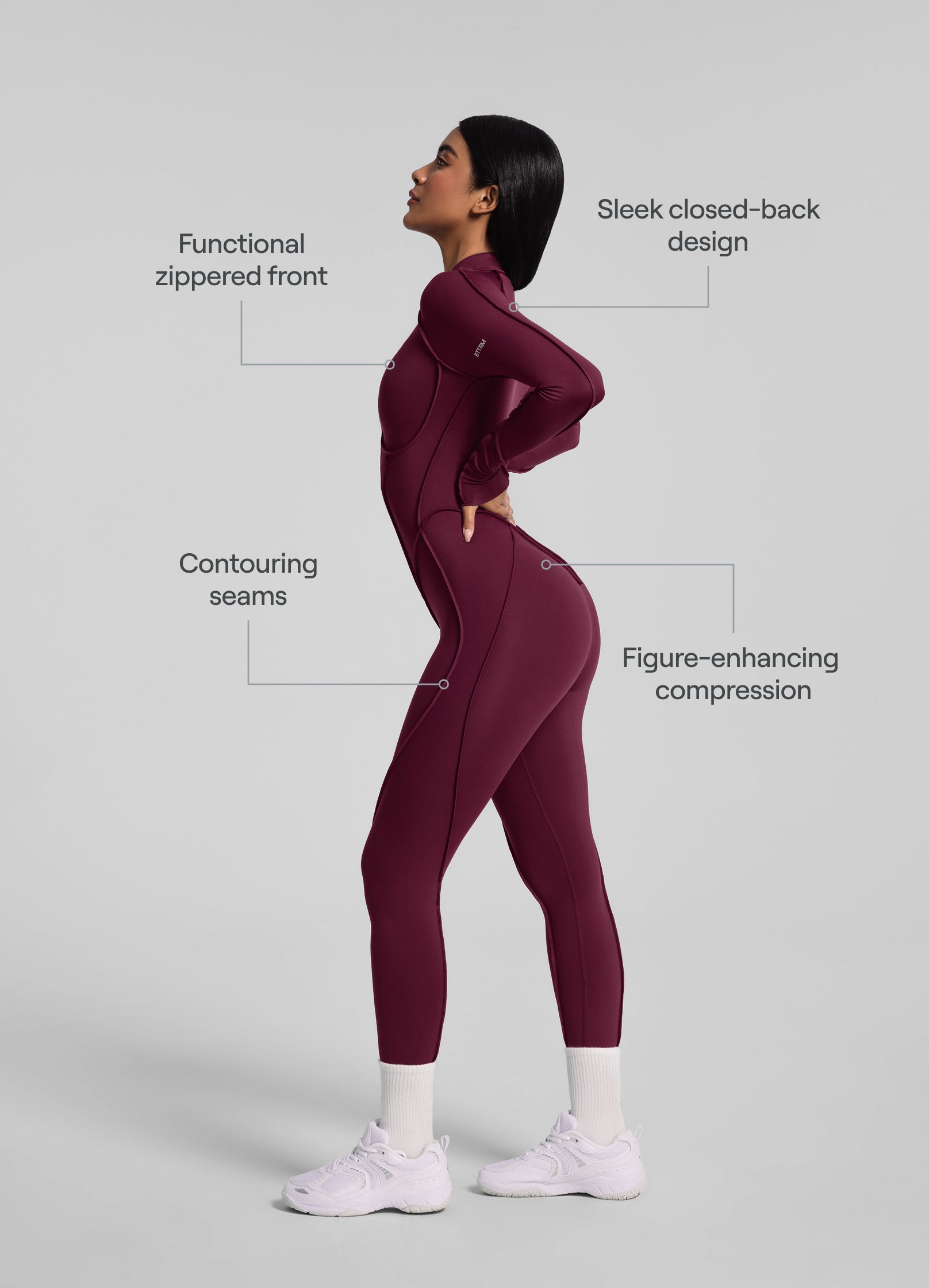 AYLA – Full-Length Shaping Catsuit - LivingCurves Bodysuit Burgundy / XS