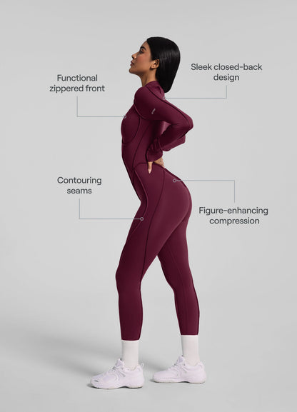AYLA – Full-Length Shaping Catsuit - LivingCurves Bodysuit Burgundy / XS