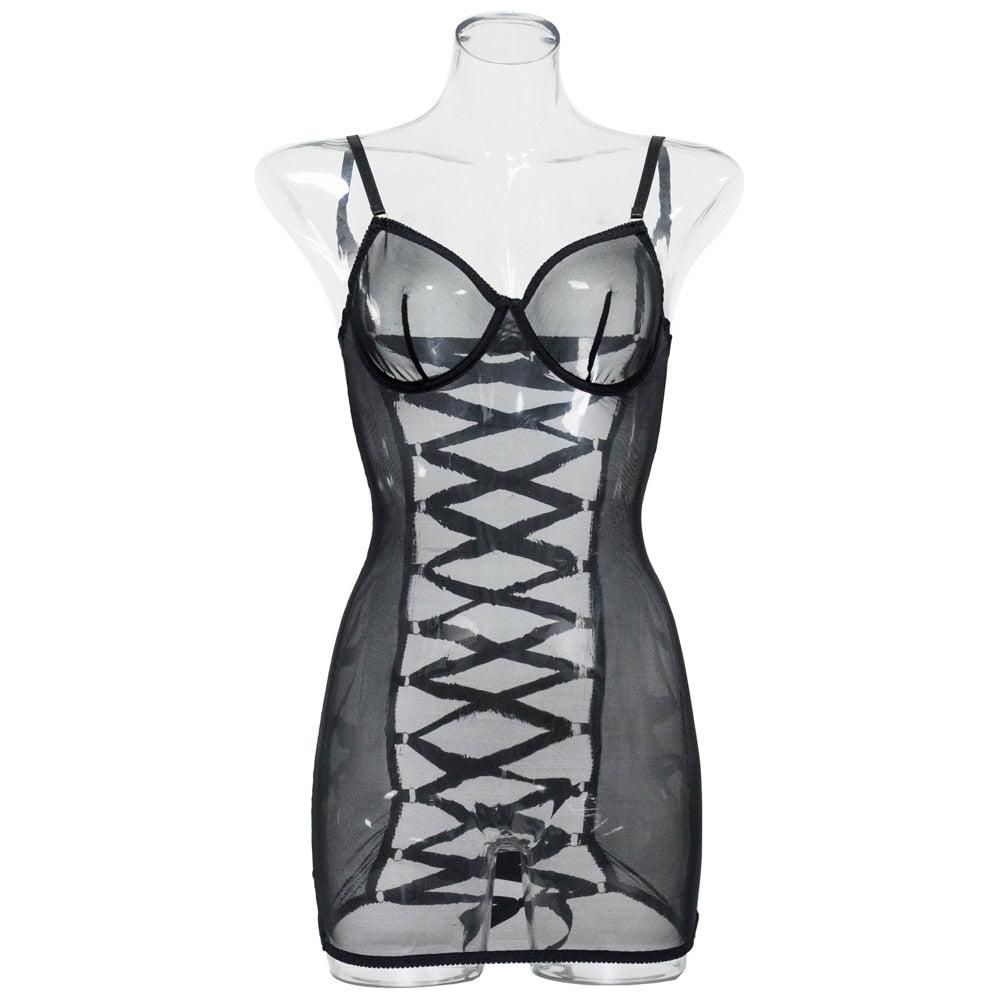 Serena Sheer Lace Night Slip – Kanten Nachtjurkje met Sheer Details