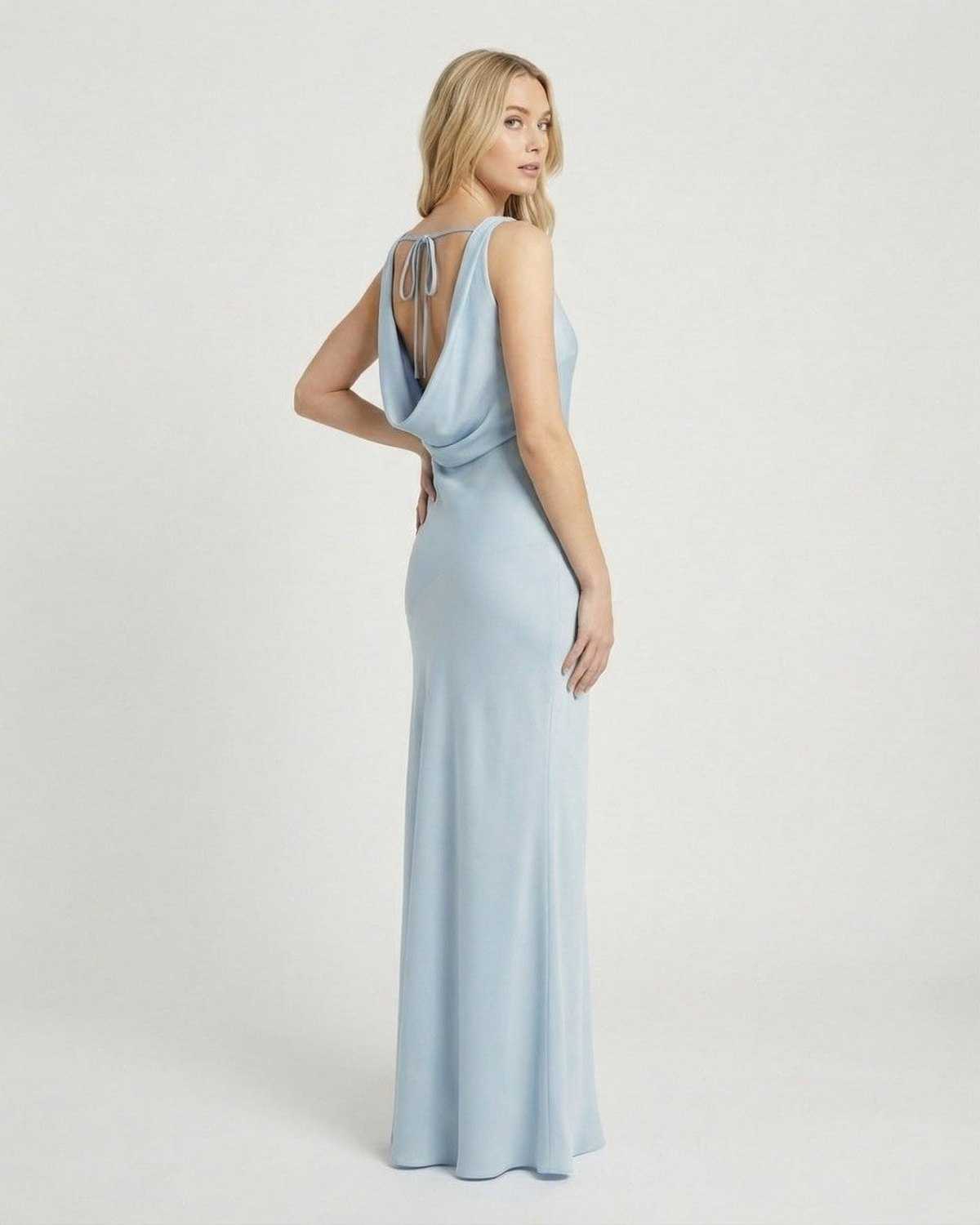Dames Maxi Jurk | Watervalhals | Open Rug met Striksluiting