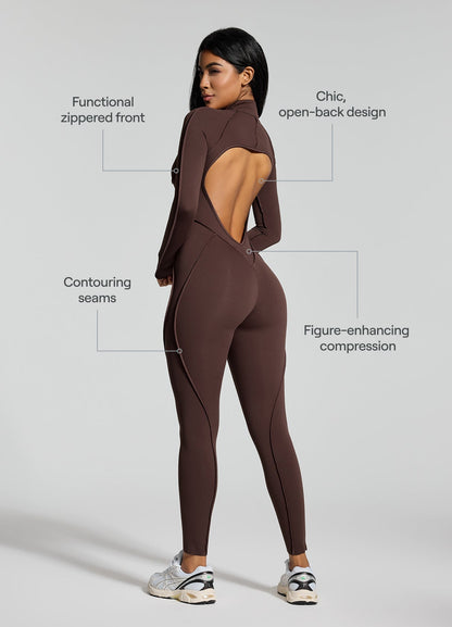 ISAR – Full Length Catsuit - LivingCurves Bodysuit Chocolate / XS