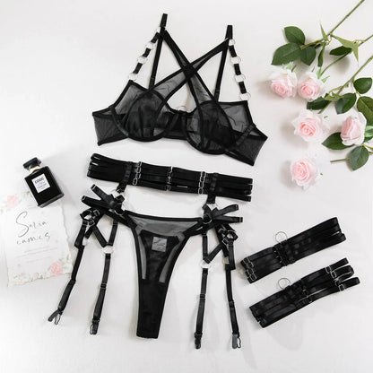 Elena strap mesh set – transparante set met verstelbare bandjes