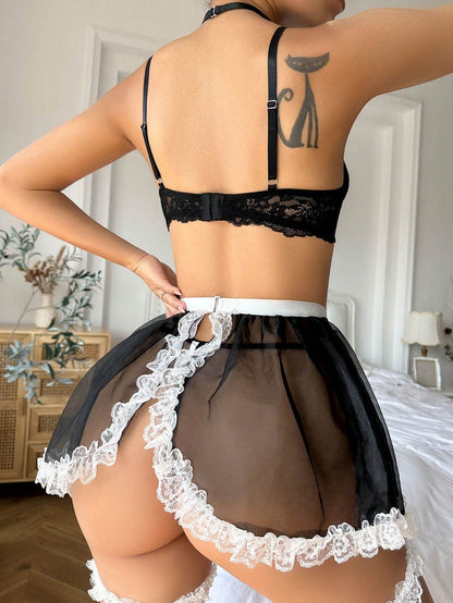 Colette maid lace set – maid-set van kant met speelse uitstraling