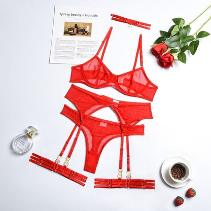 Valentina Mesh Set - Transparante Lingerieset Van Mesh Voor Sensuele Stijl
