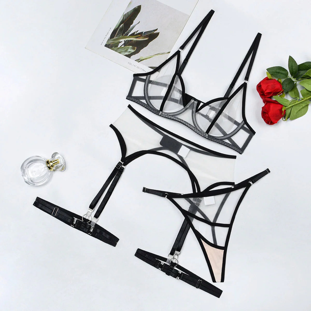 Noa sheer mesh lingerie set – lichte mesh set met ademend comfort