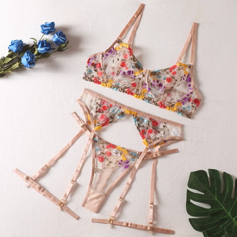 Liliana Florale Lingerieset - Bloemen Borduur Lingerie Met Romantische Touch