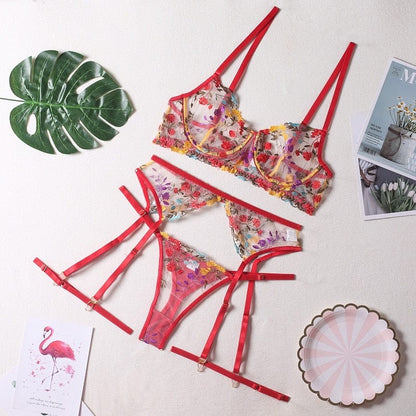 Liliana Florale Lingerieset - Bloemen Borduur Lingerie Met Romantische Touch