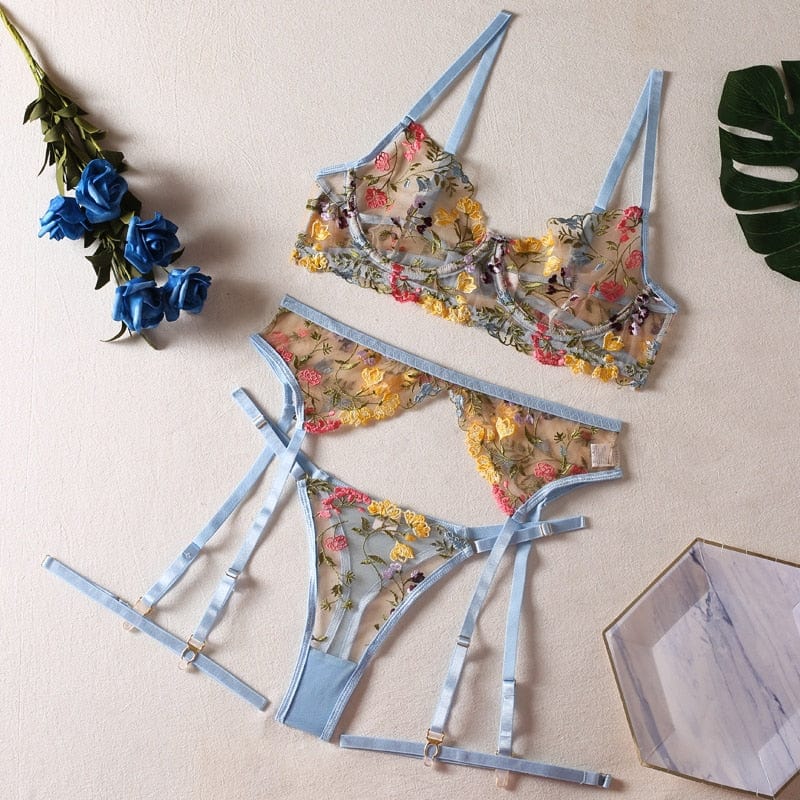 Liliana Florale Lingerieset - Bloemen Borduur Lingerie Met Romantische Touch
