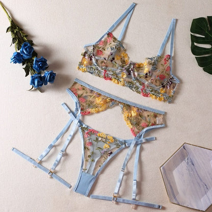 Liliana Florale Lingerieset - Bloemen Borduur Lingerie Met Romantische Touch