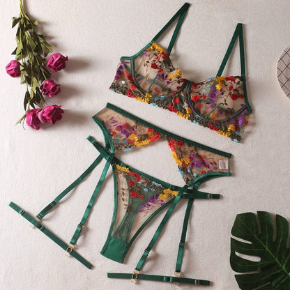 Liliana Florale Lingerieset - Bloemen Borduur Lingerie Met Romantische Touch