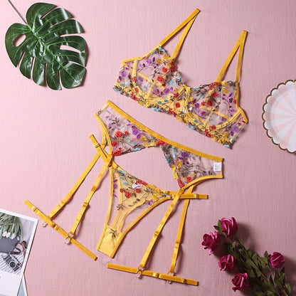 Liliana Florale Lingerieset - Bloemen Borduur Lingerie Met Romantische Touch