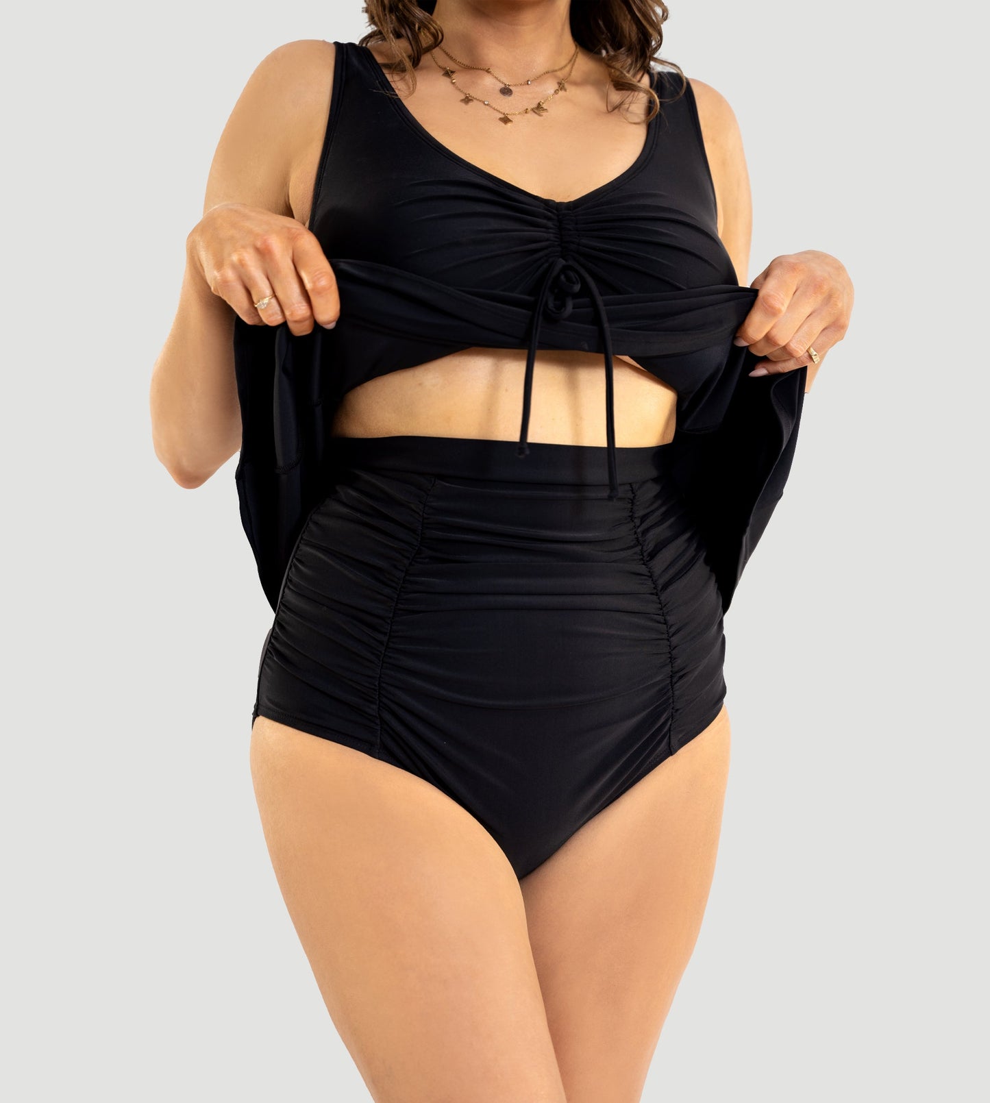 SOLENA – High-Waist Shaping Bikini Bottom - LivingCurves Swimwear Zwart / S