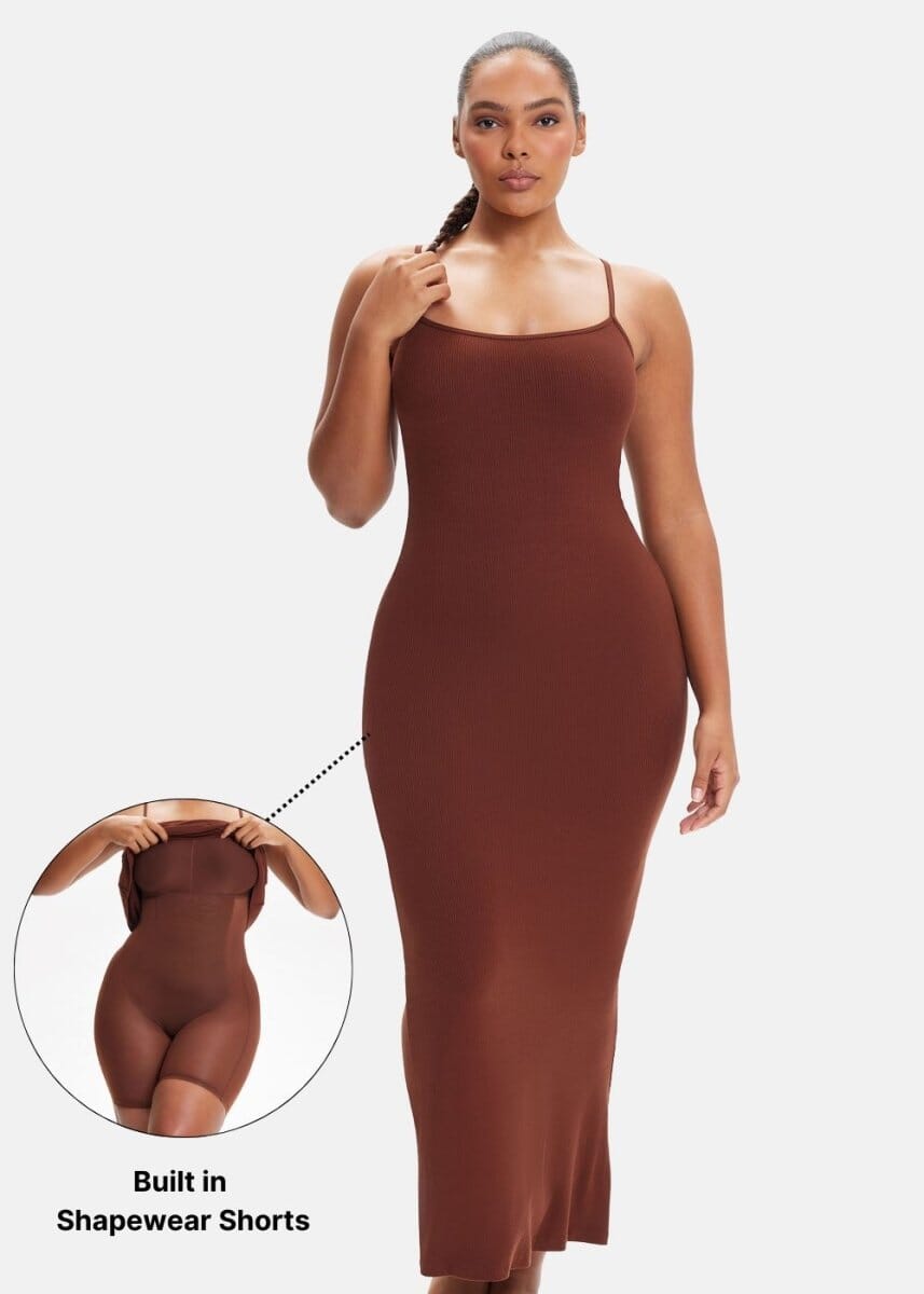 ELYNA – SecretSculpt Spaghetti Strap Midi Jurk