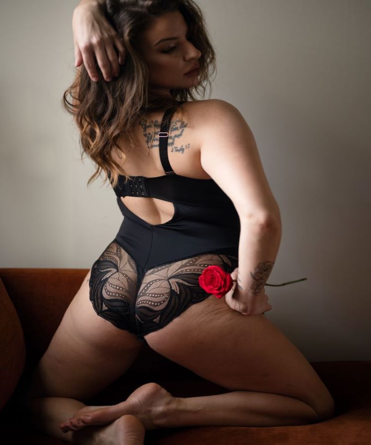 Curvy Kate Scantilly Indulgence Black Latte Stretch Lace Bodysuit 010704