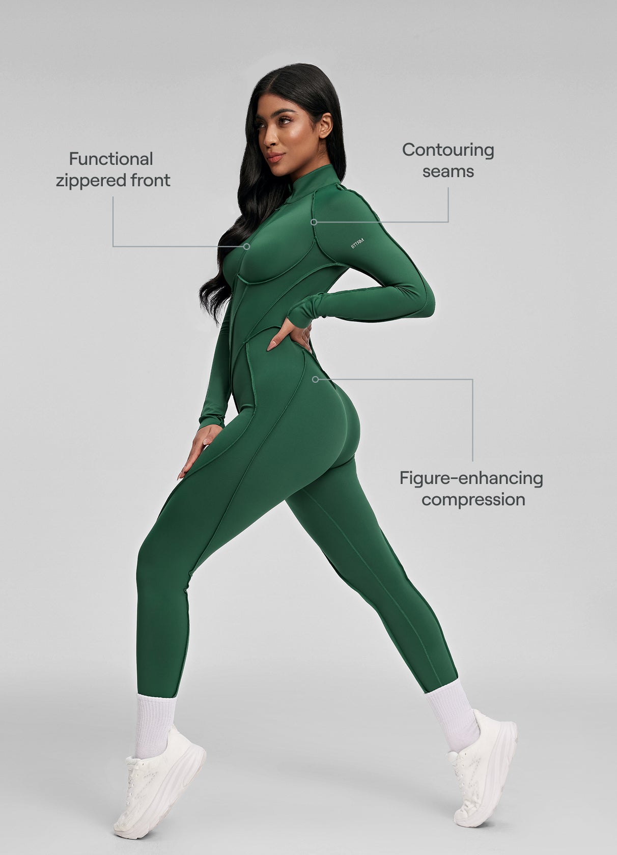 NOIR – Full-Length Shaping Catsuit - LivingCurves Bodysuit Deep Emerald / XS