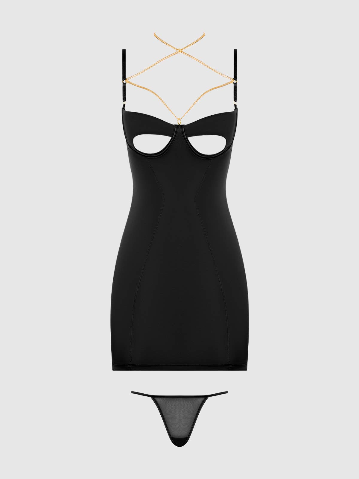 Evangeline – Satijnen Chemise Set met Kettingdetails