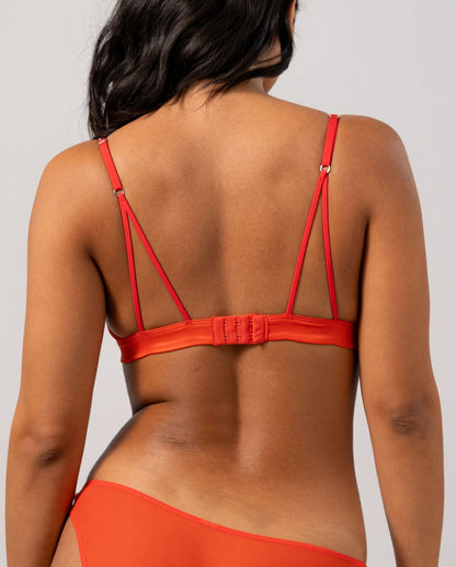 FIERA – Mesh Cut-Out Triangle Bralette Red