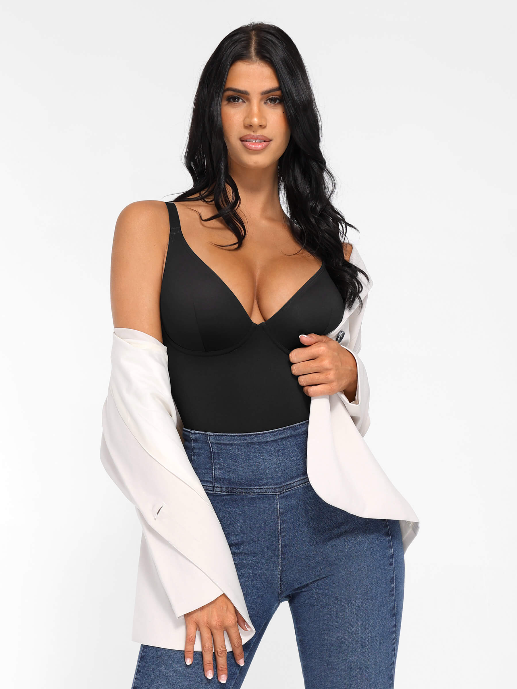 SHAPE ESSENTIAL – V-Neck Tummy Control Shaping Bodysuit