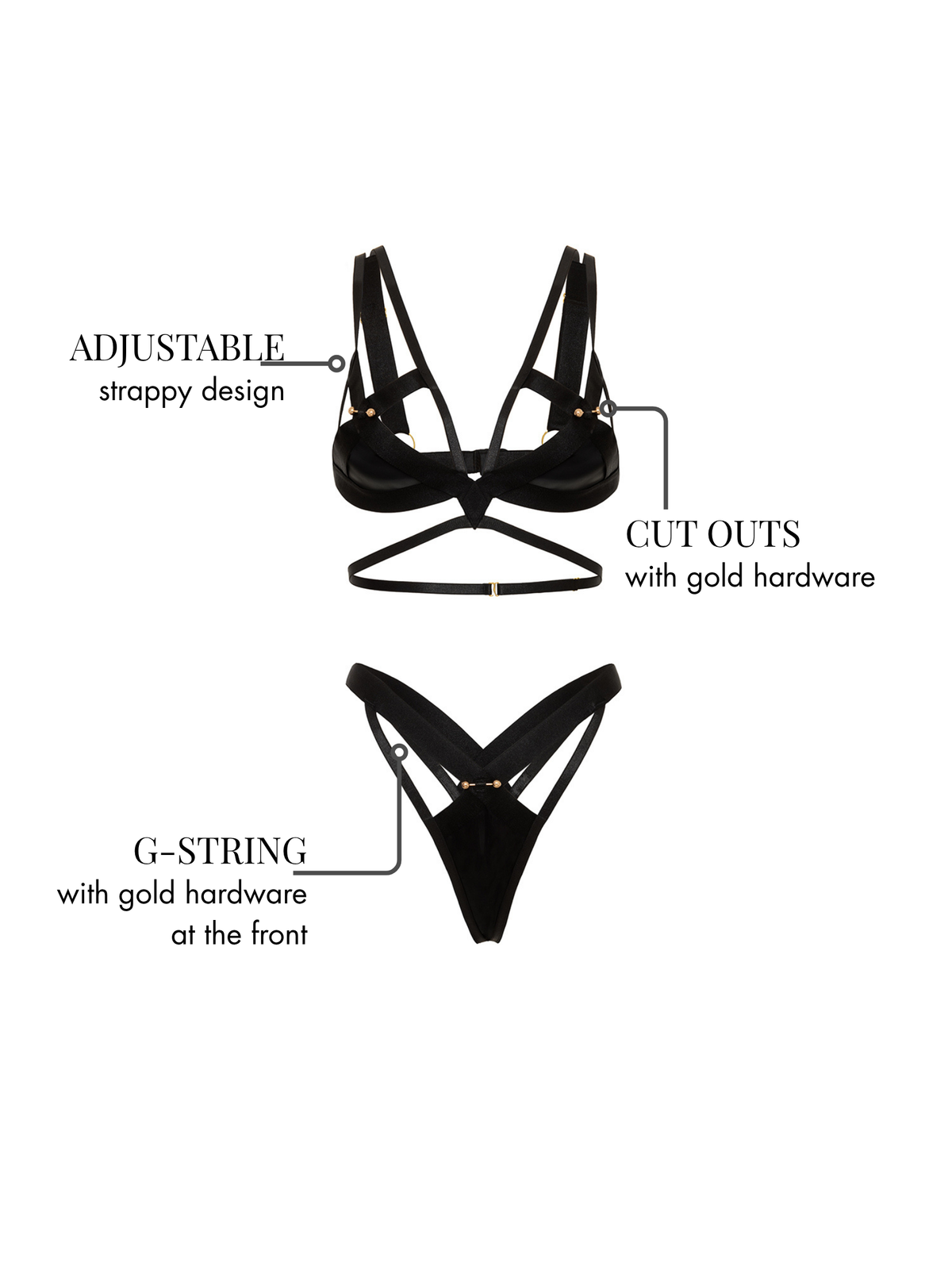 X Marks The Spot – Vinyl & Mesh Lingerieset met Gouden Details