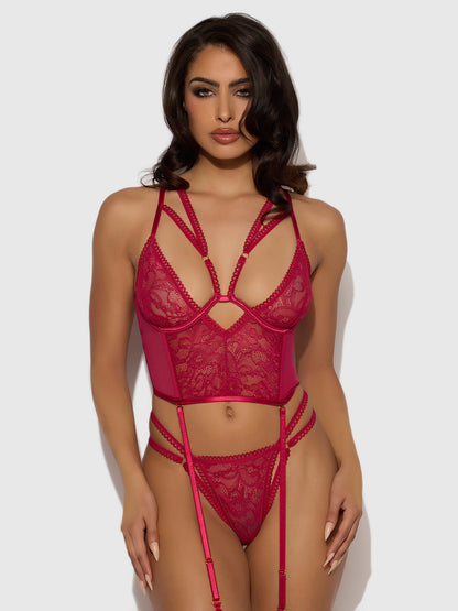 Bianca – Strappy Kanten Bustier & String Set