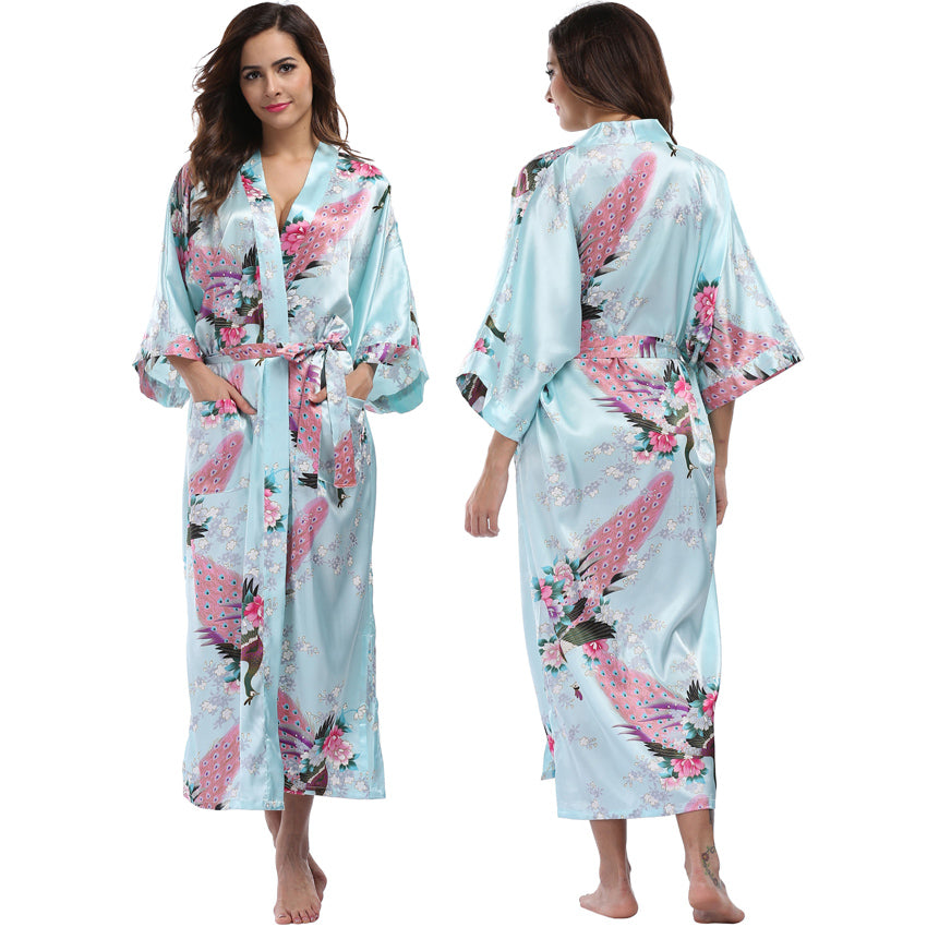 Lange Satijnen Kimono Met Pockets - Luxe Enkel - Lange Robe