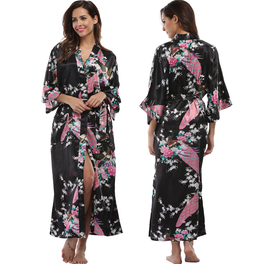 Lange Satijnen Kimono Met Pockets - Luxe Enkel - Lange Robe