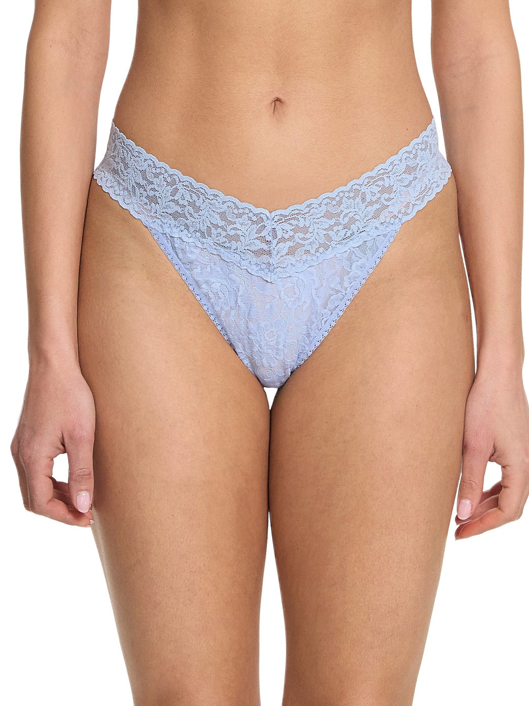 Hanky Panky Original Stretch Signature Lace Thong #4811 - LivingCurves Panties One Size / Clarity Blue