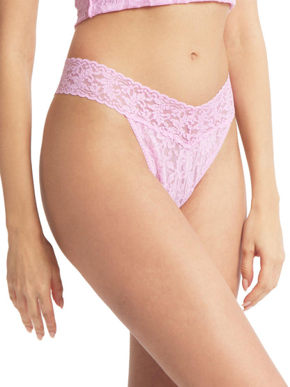 Hanky Panky Original Stretch Signature Lace Thong #4811 - LivingCurves Panties One Size / Bliss (Pale Pink)