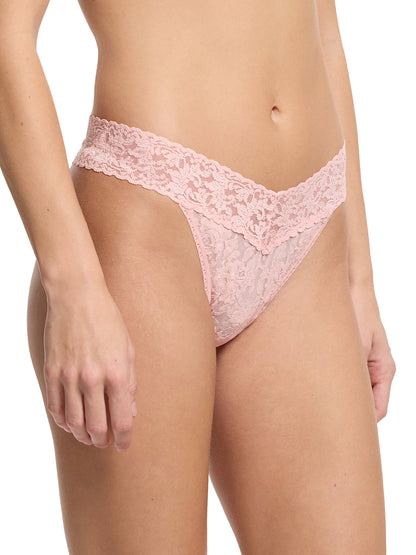 Hanky Panky Original Stretch Signature Lace Thong #4811 - LivingCurves Panties One Size / Pretty in Peach