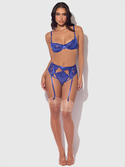 Harlow – Luxe Kanten Lingerieset in Koningsblauw
