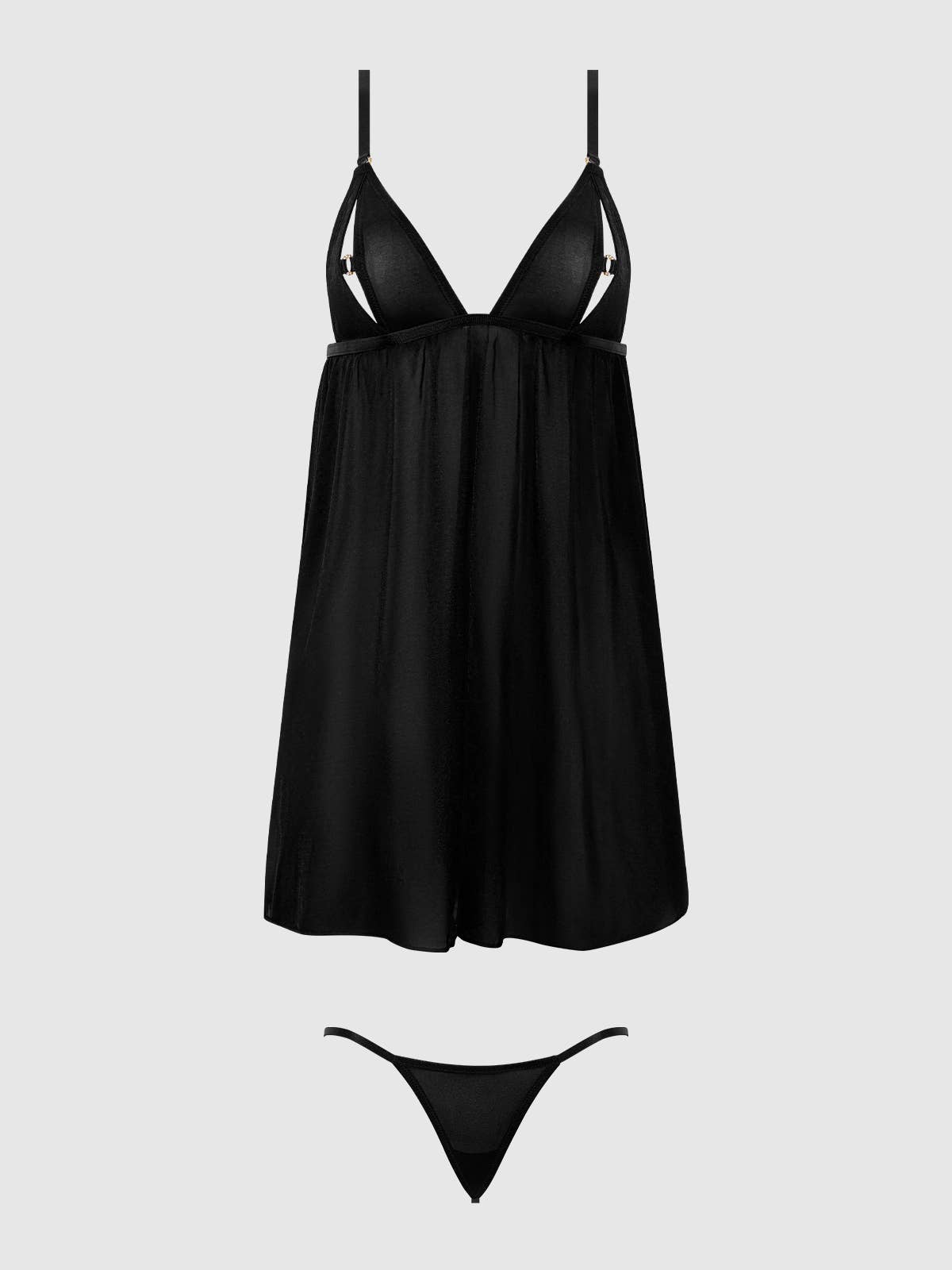 Yasmine – Shimmer Mesh O-Ring Babydoll Set