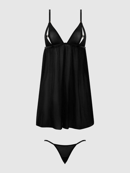 Yasmine – Shimmer Mesh O-Ring Babydoll Set