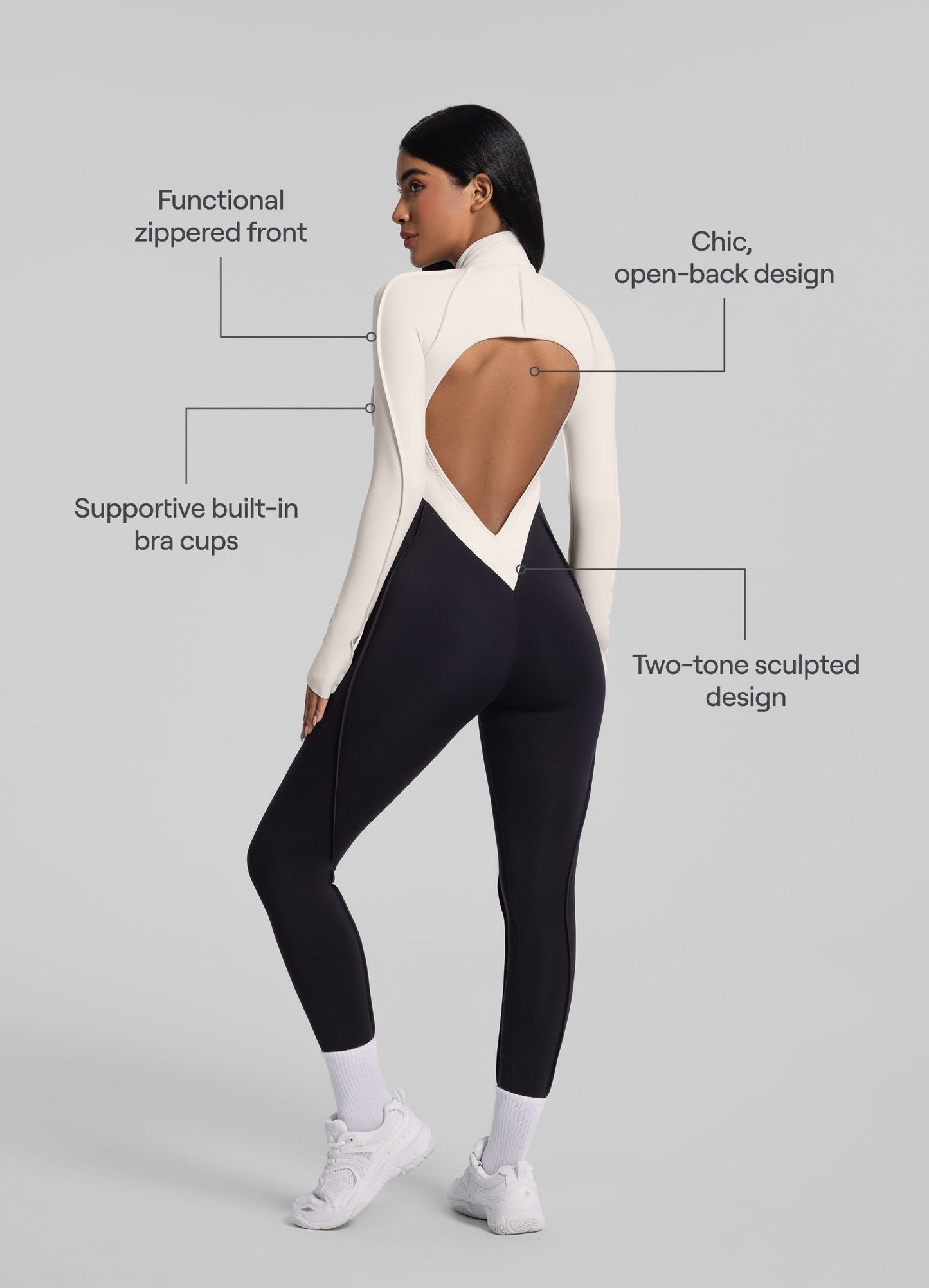 VALO – Full-Length Shaping Catsuit - LivingCurves Bodysuit Black/Ivory / XS