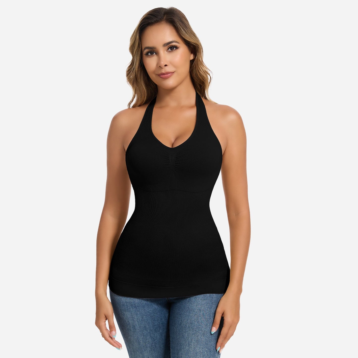 FYNRA – Naadloze Shapewear Halter Top - LivingCurves Zwart / S