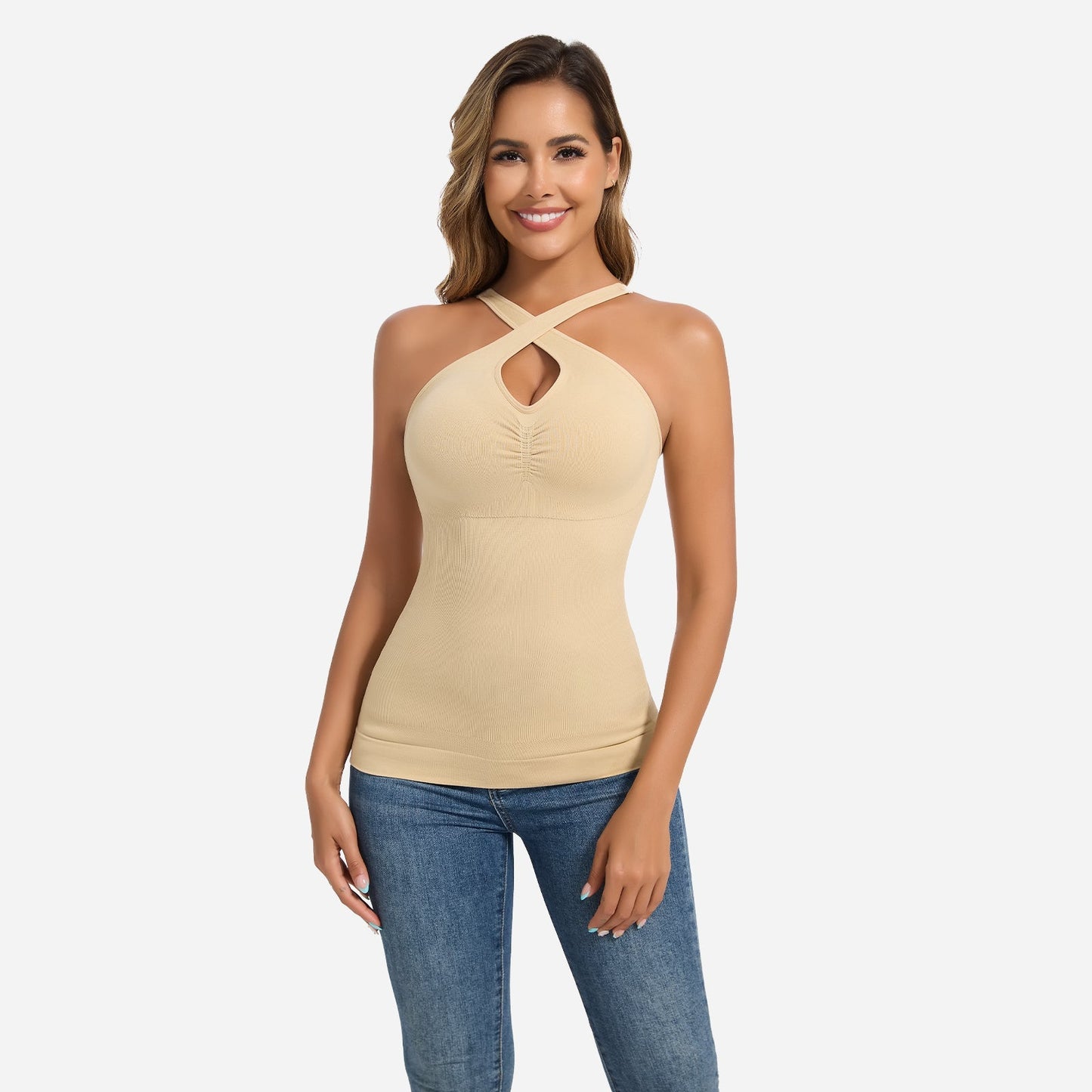 FYNRA – Naadloze Shapewear Halter Top - LivingCurves Zwart / S