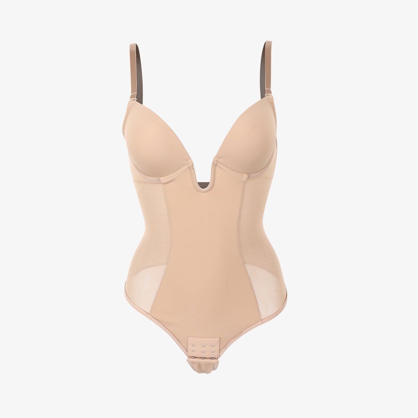 NOIRA – U-Plunge Rugloze Shapewear String Body - LivingCurves Beige / S