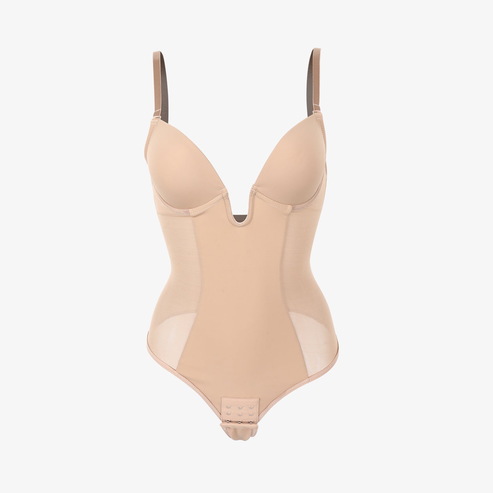NOIRA – U-Plunge Rugloze Shapewear String Body - LivingCurves Beige / S