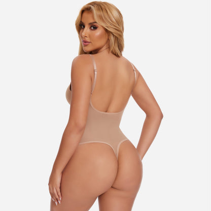 NOIRA – U-Plunge Rugloze Shapewear String Body - LivingCurves Beige / S